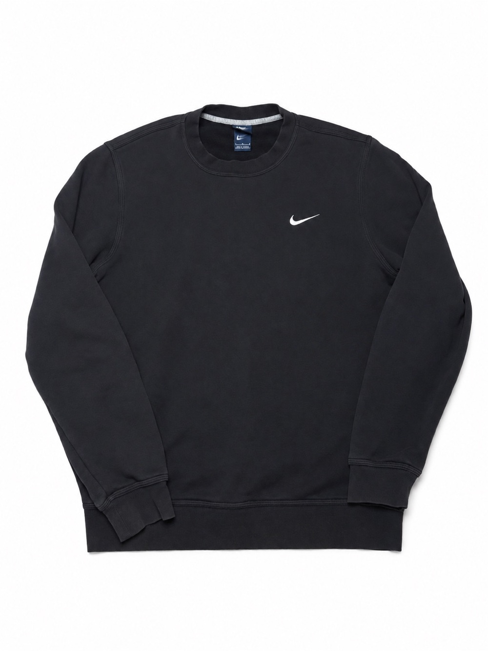 Nike Crewneck Sweatshirt Mens Large Black Embroidered Swoosh Pullover Fleece L